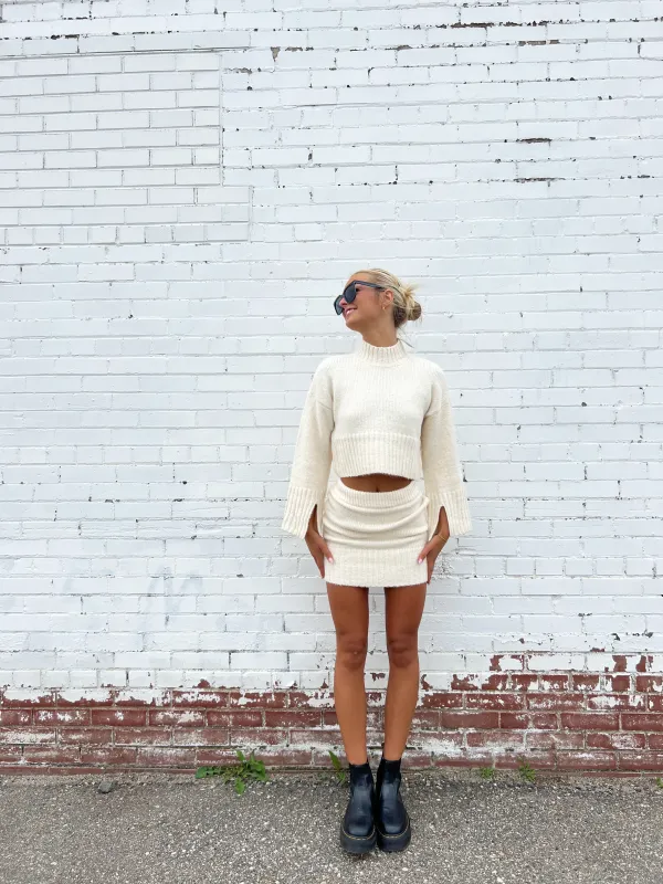 Khloe Knit Skirt | Cream made by Papermoon