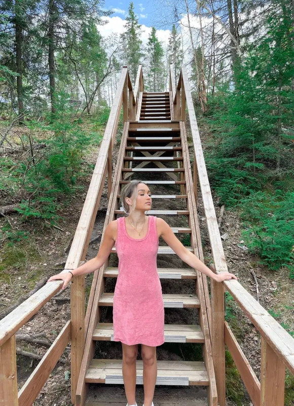 Terry Cloth Mini Dress | Dusty Rose sold by Bella Chic