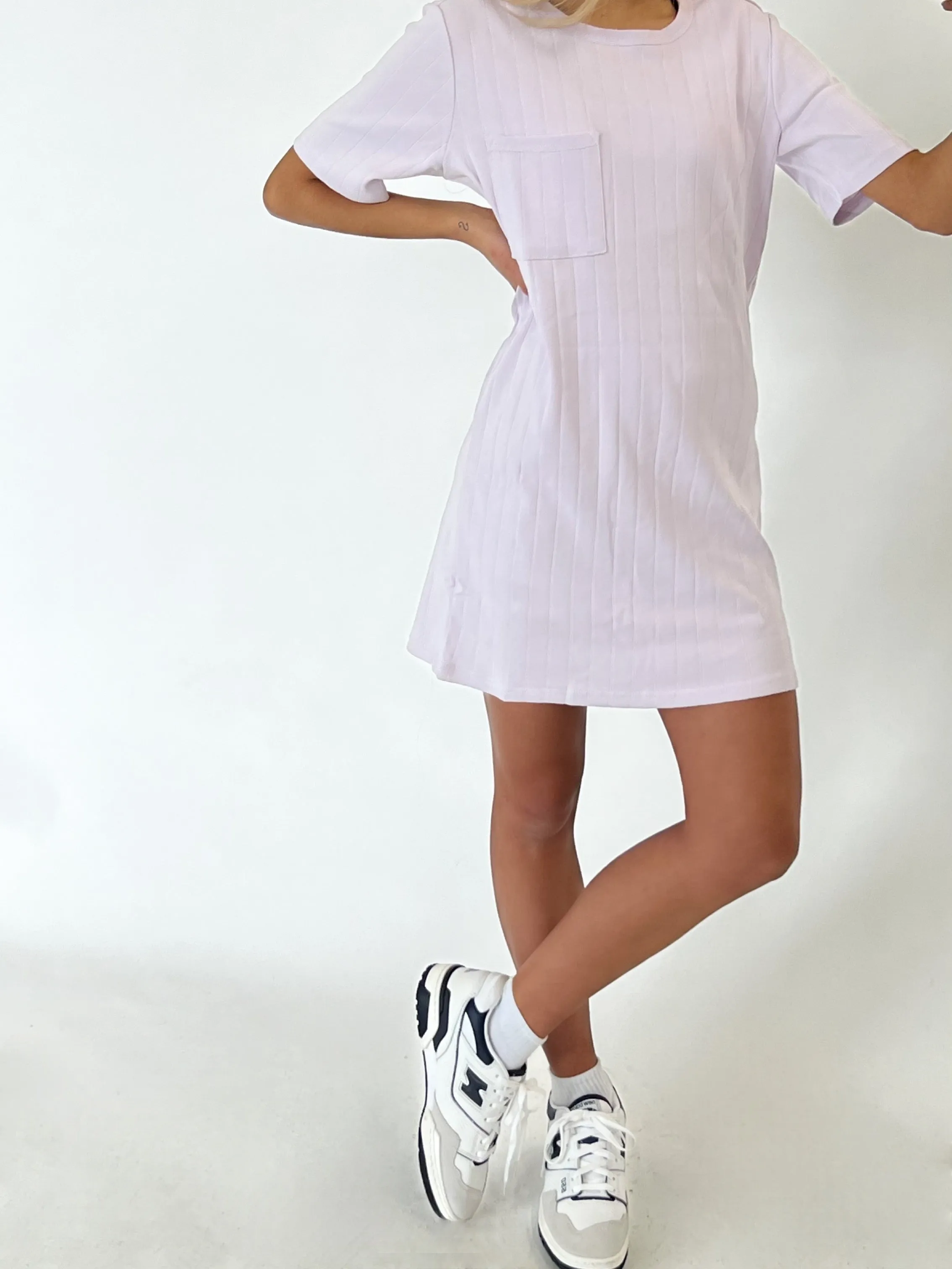 Addi Ribbed Tee Shirt Dress | Orchid Hush sold by Bella Chic