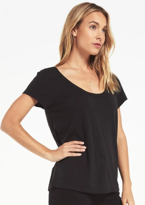Z Supply Jane Brushed Slub Tee | Black sold by Bella Chic