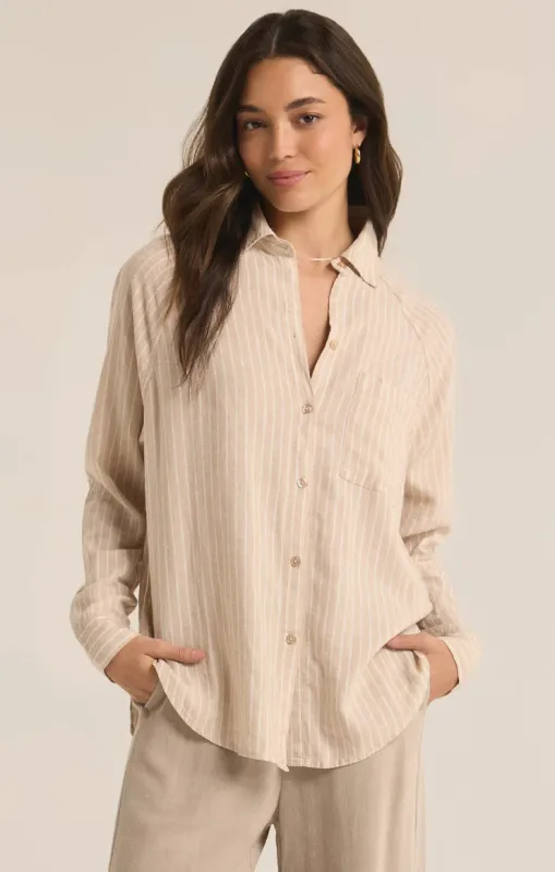 The Perfect Linen Stripe Top sold by Bella Chic