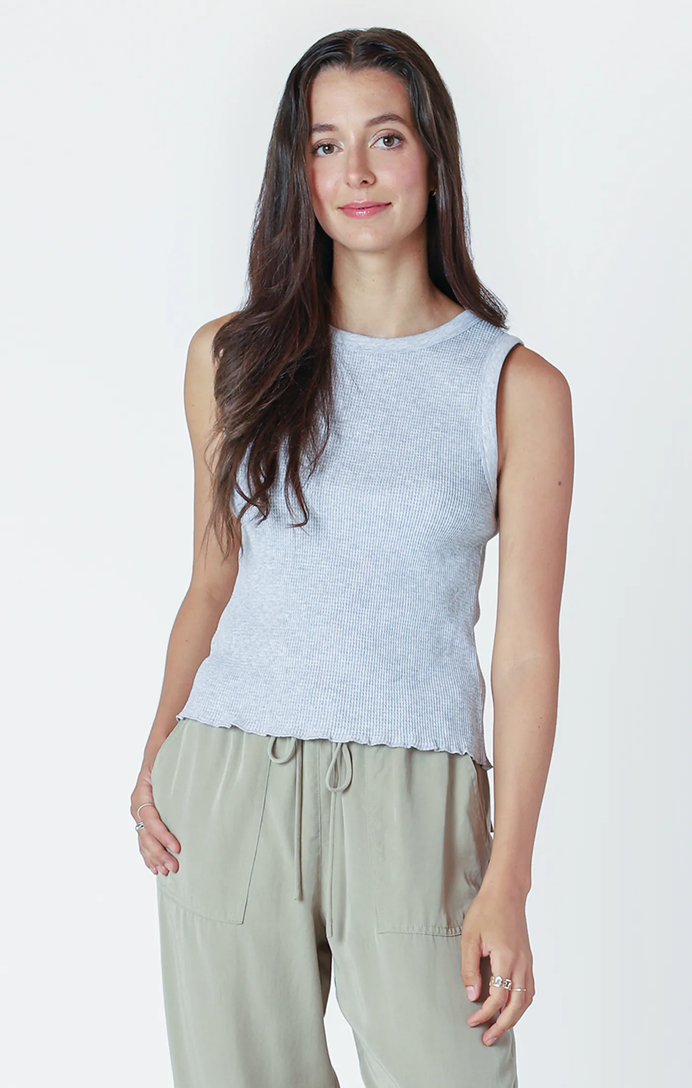 Waffle Knit Tank Top | Heather Grey sold by Bella Chic product image thumbnail 4