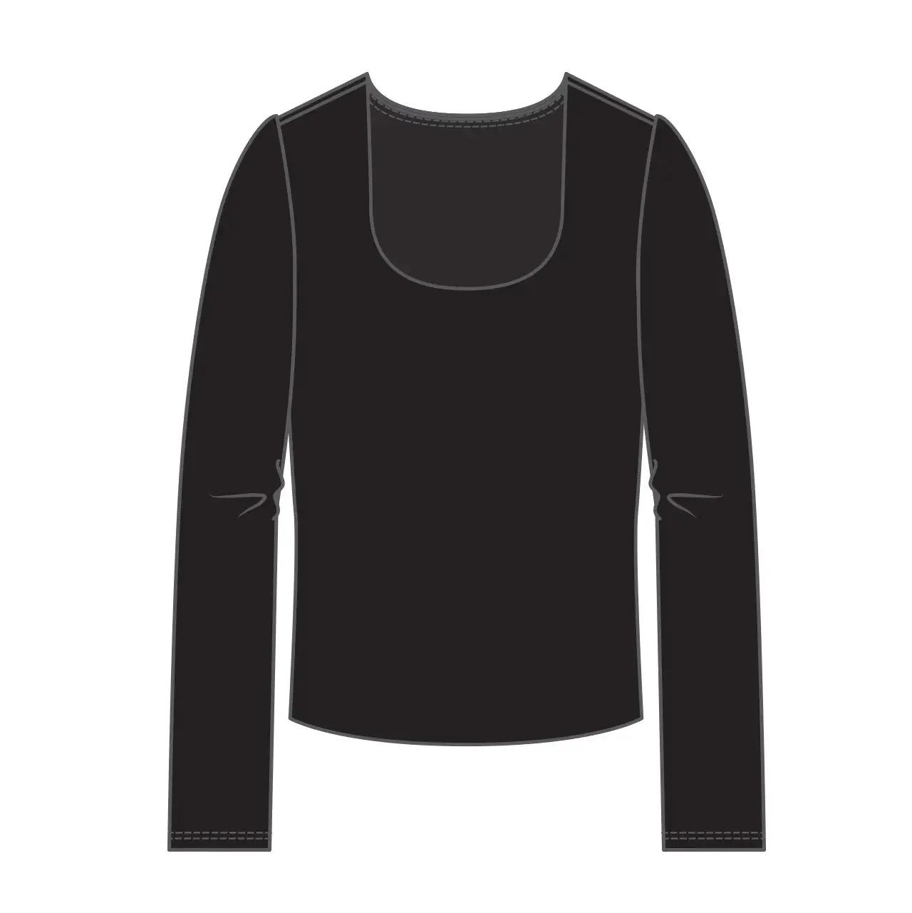 Marianna U Neck Long Sleeve Tee | Black sold by Bella Chic