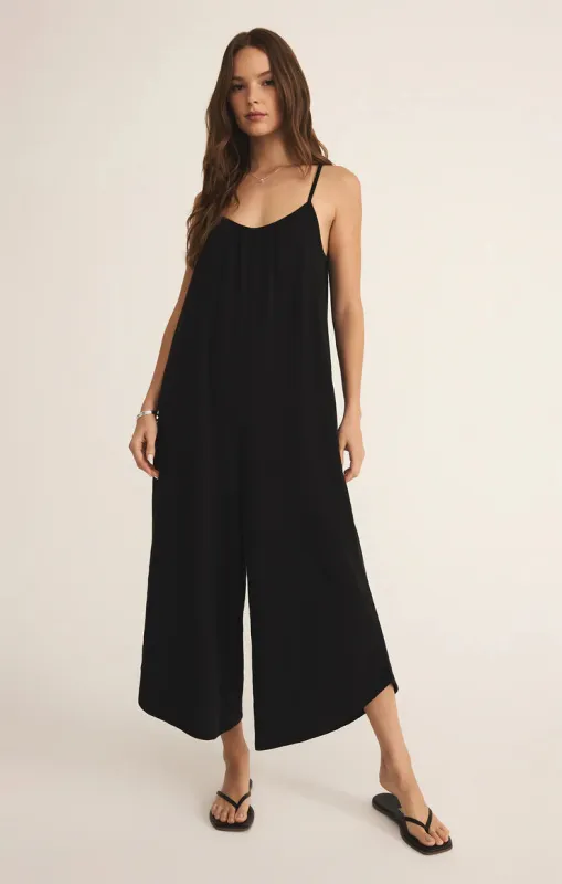 Textured Flared Jumpsuit | Black sold by Bella Chic