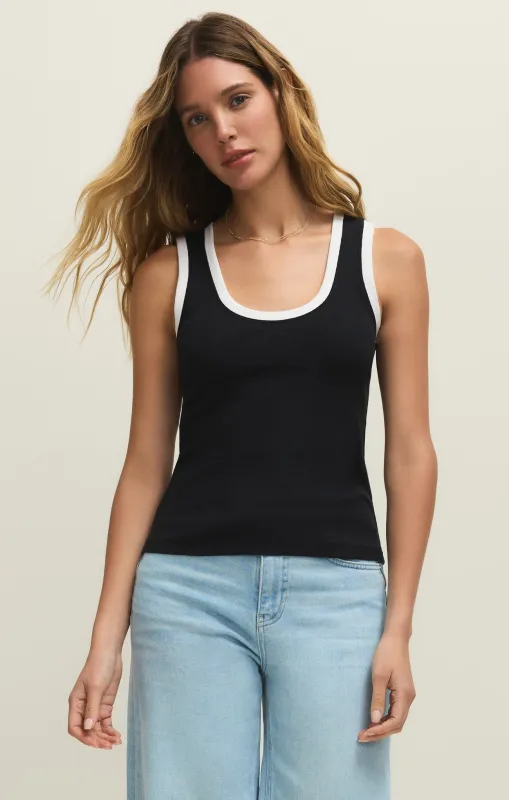 Sirena Colorblock Rib Tank | Black sold by Bella Chic