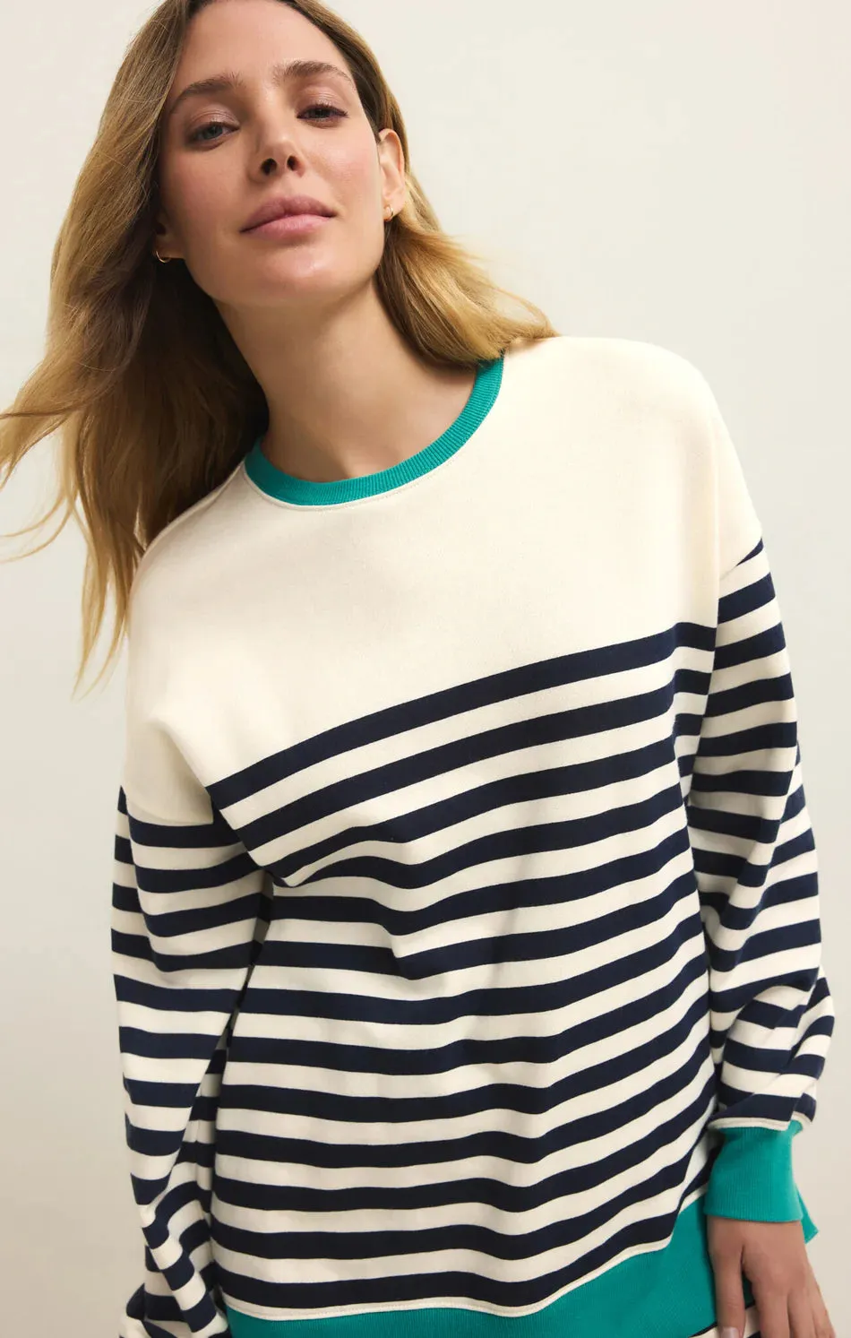 Layer Up Stripe Sweatshirt sold by Bella Chic