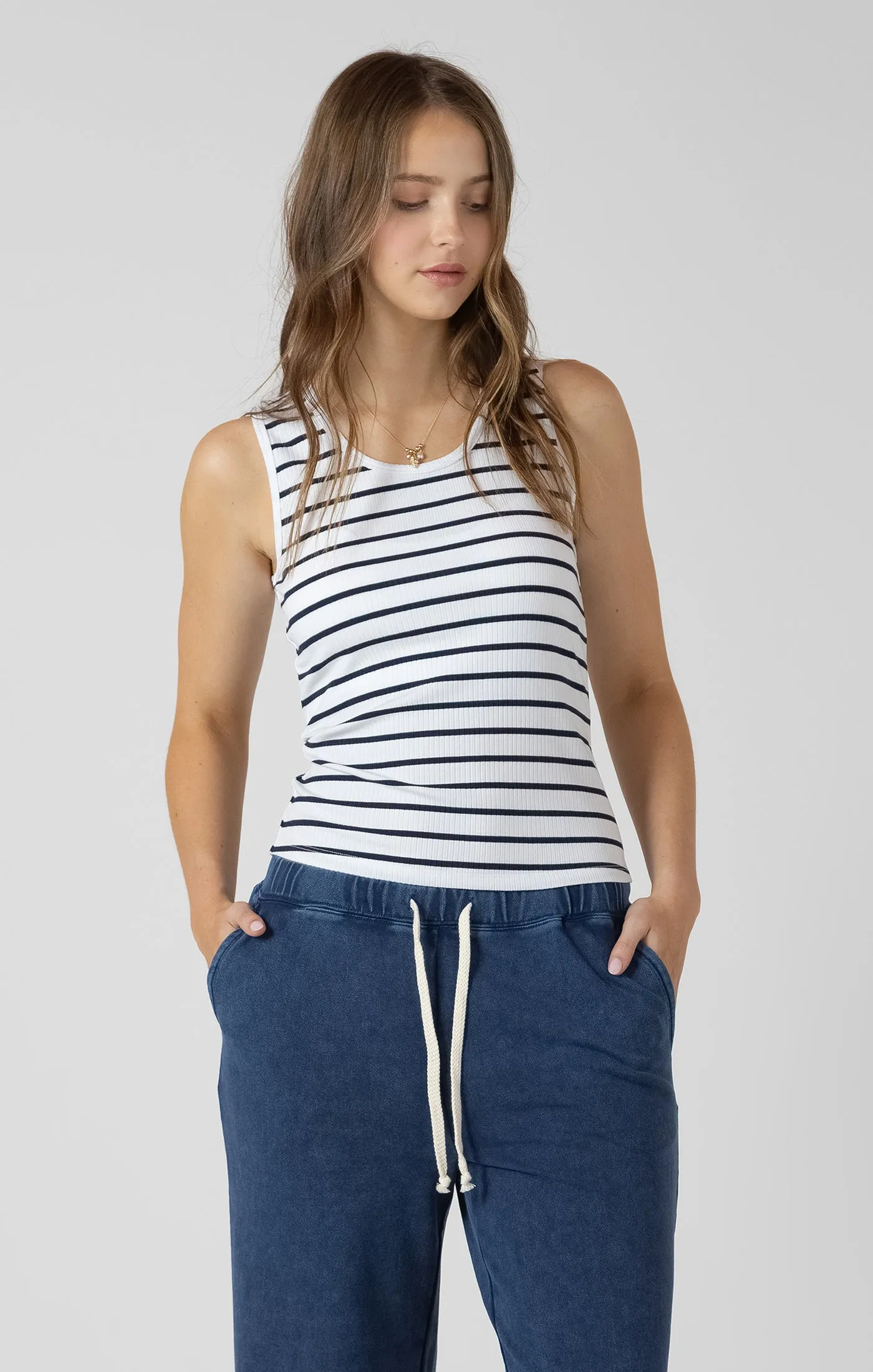 Ribbed Tank | Marine Stripe sold by Bella Chic product image thumbnail 5