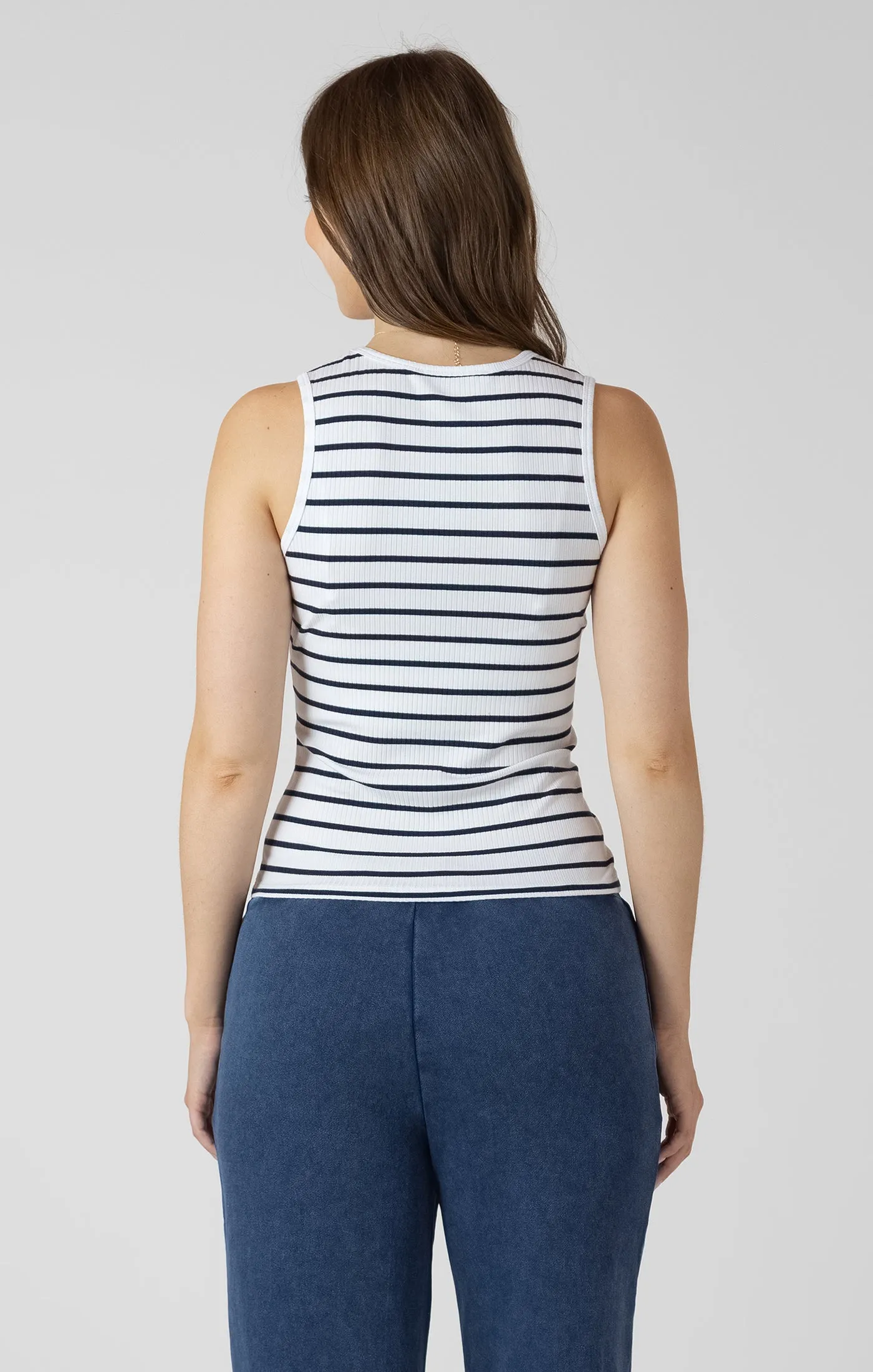 Ribbed Tank | Marine Stripe sold by Bella Chic product image thumbnail 4
