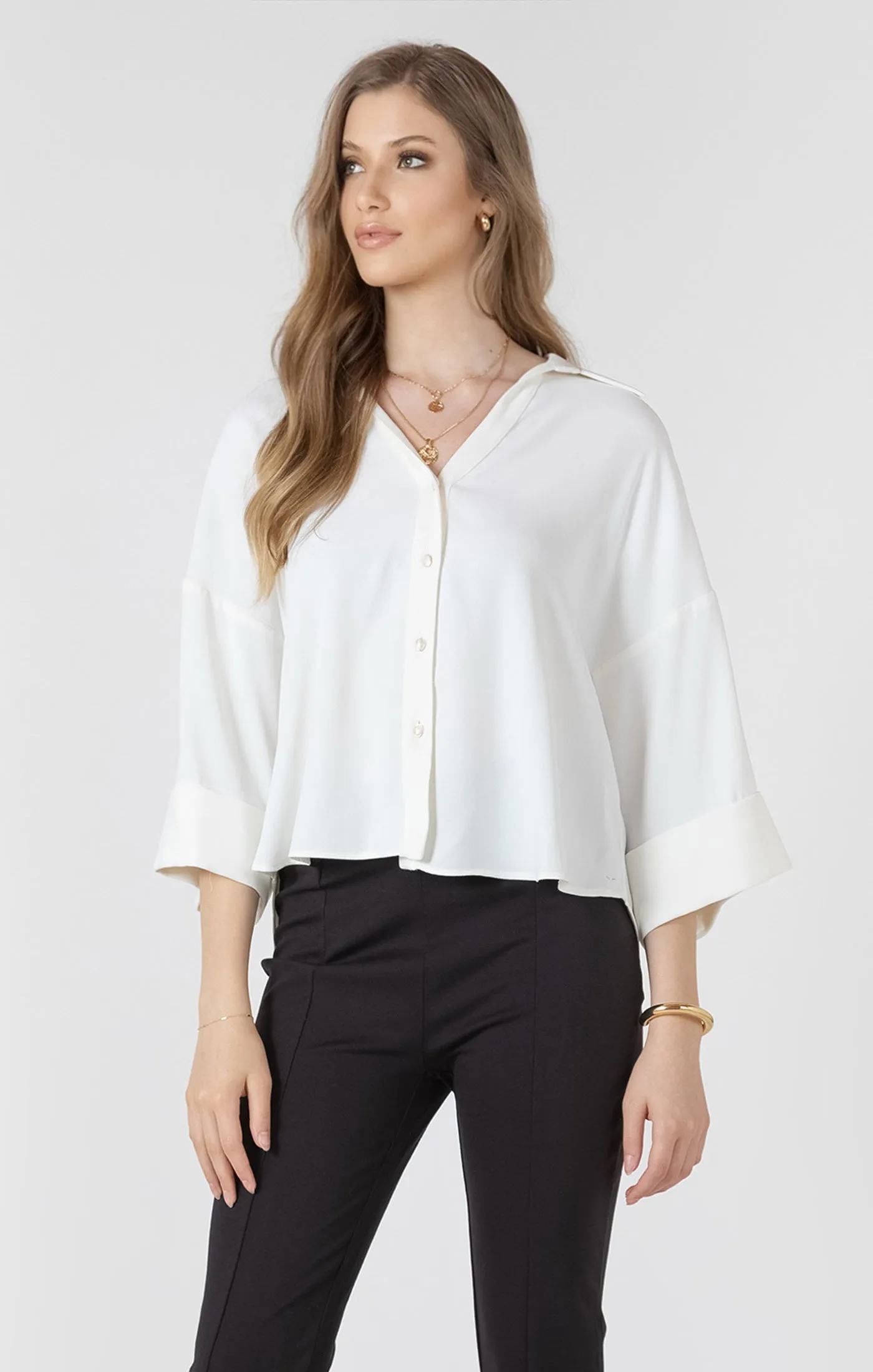 Cuffed Button Front Blouse sold by Bella Chic product image thumbnail 4