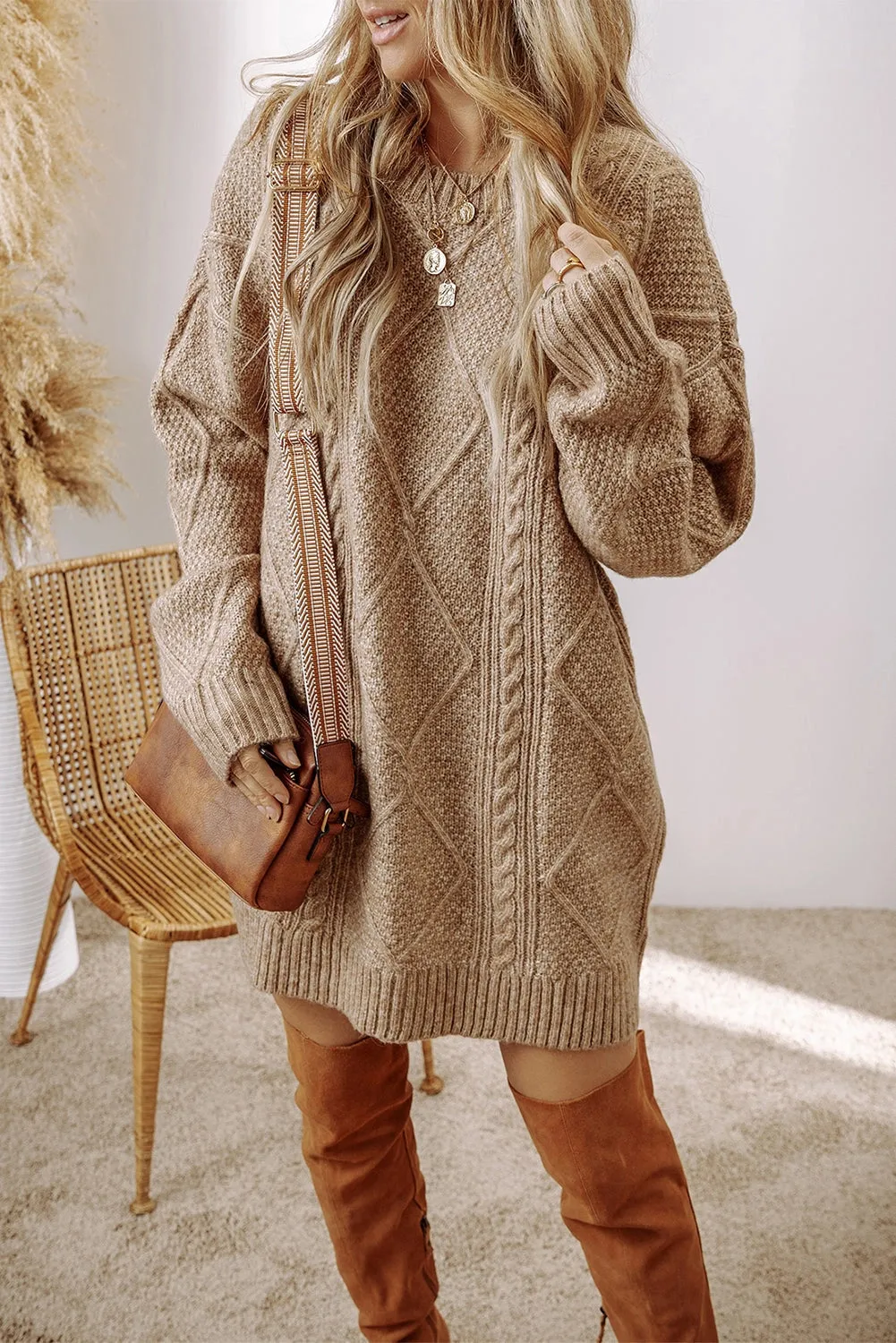 Cable Knit Sweater Dress sold by Bella Chic product image thumbnail 3