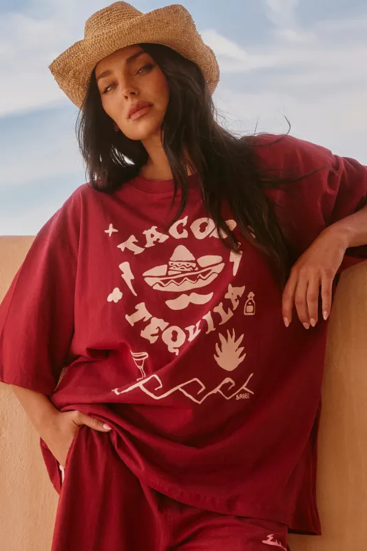 The Very Oversized Tacos & Tequila Tee made by Bella Chic