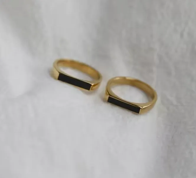 Black Stone Stacking Ring sold by Bella Chic