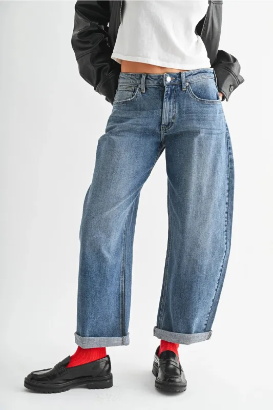 Slim Stretch Barrel Cuff Jean sold by Bella Chic