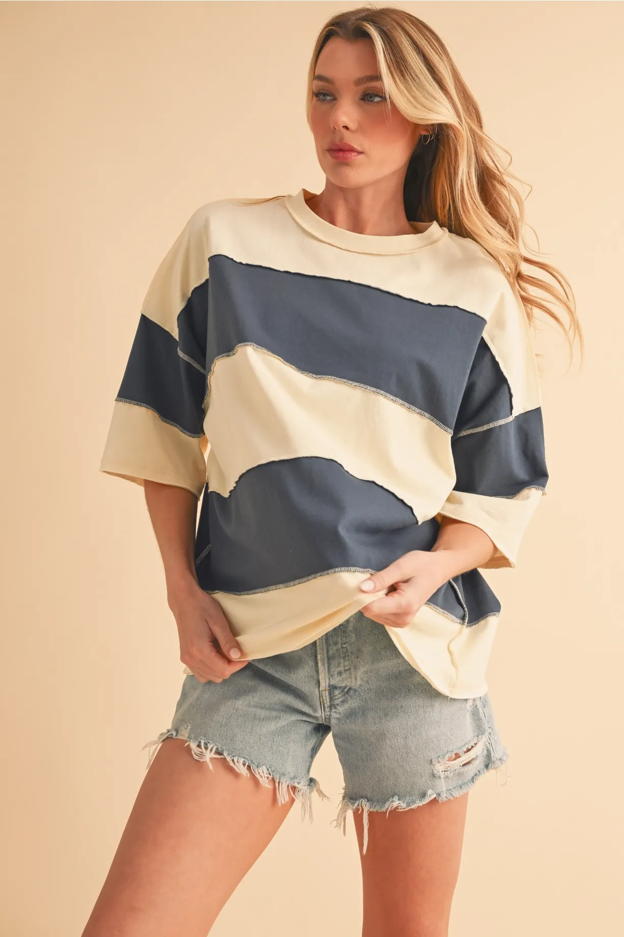 Polly Color Block Tee sold by Bella Chic