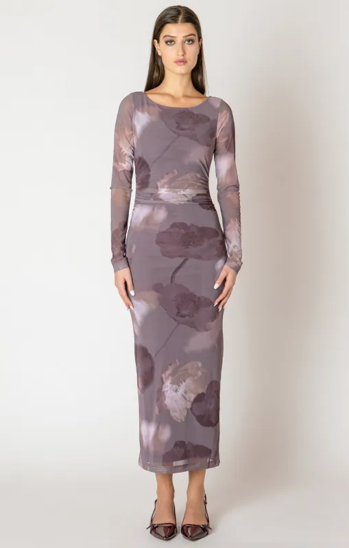 Printed Mesh Maxi Dress made by Dex