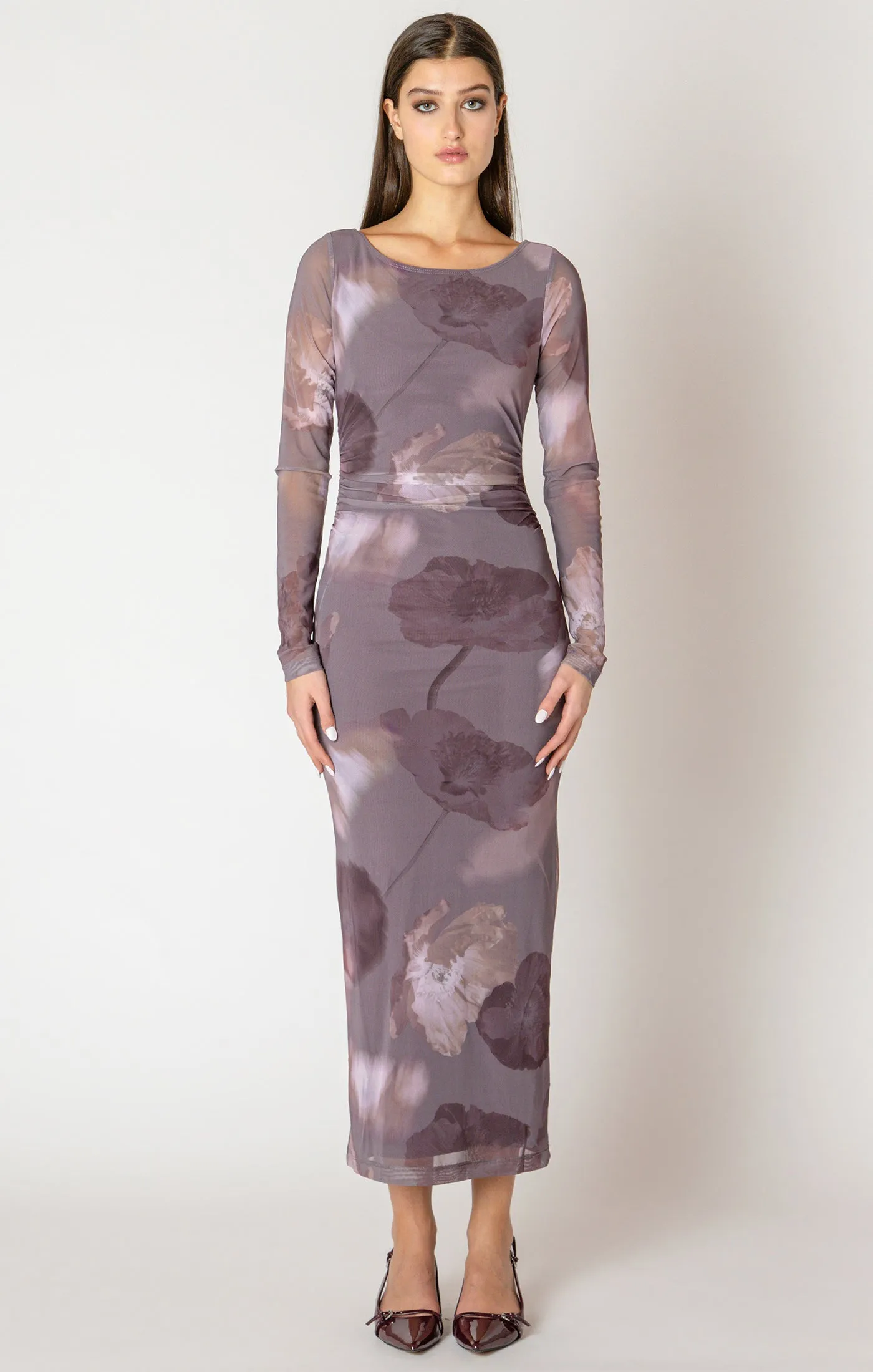 Printed Mesh Maxi Dress sold by Bella Chic