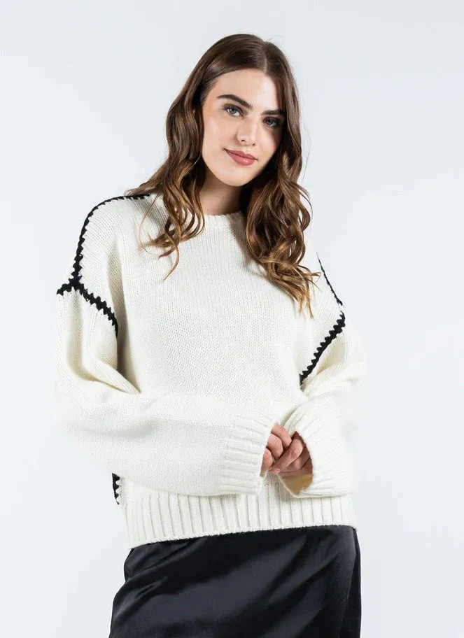 Contrast Stitch Knit Sweater sold by Bella Chic product image thumbnail 2