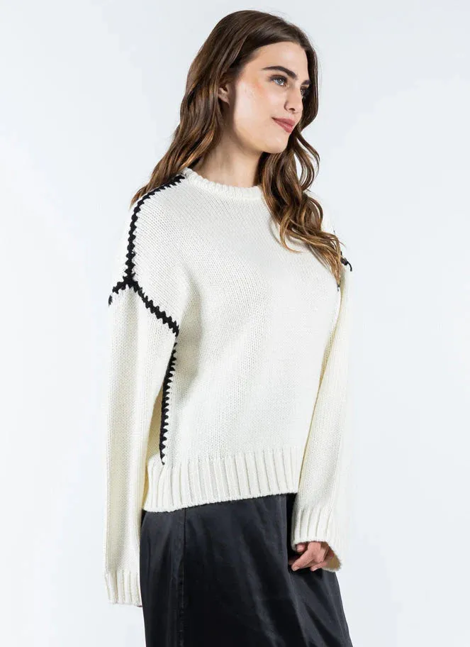 Contrast Stitch Knit Sweater sold by Bella Chic product image thumbnail 3