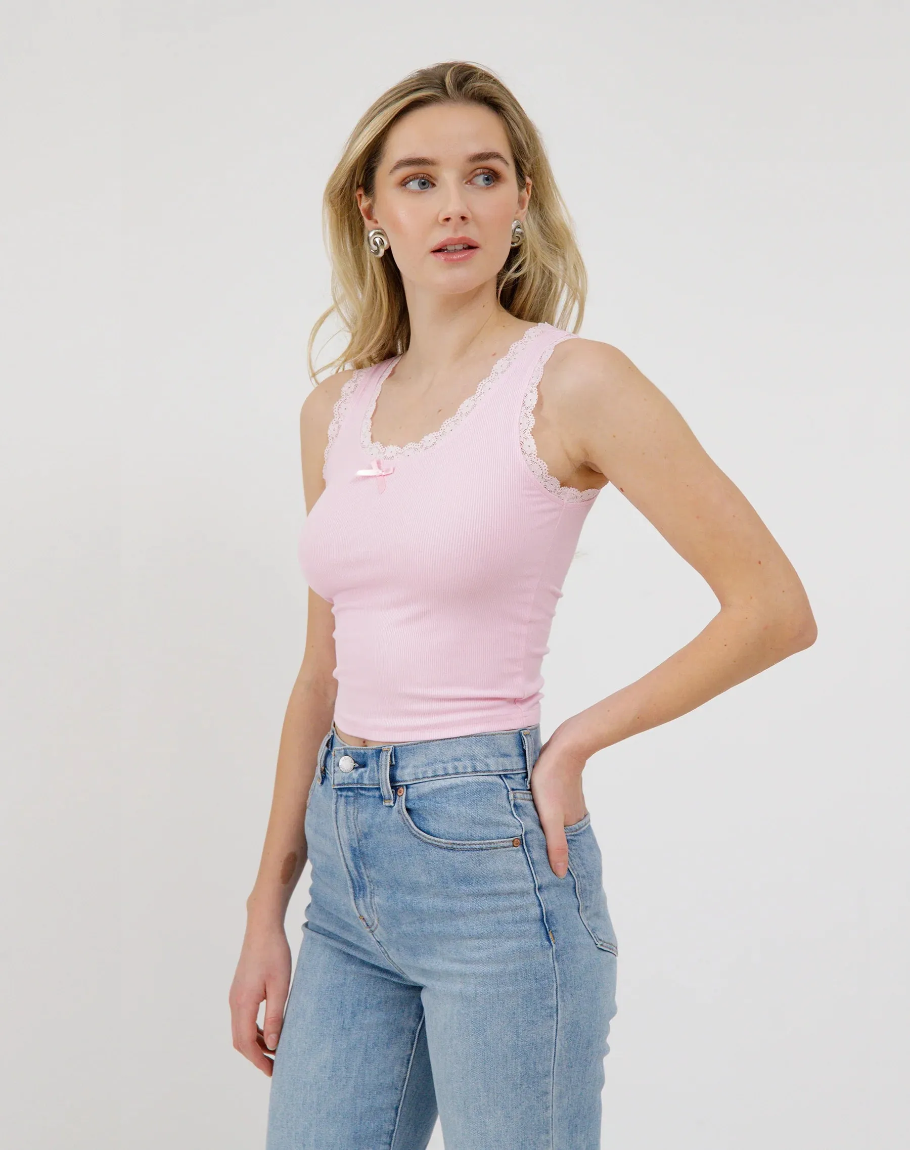 Ribbed Lace Tank Top sold by Bella Chic product image thumbnail 2