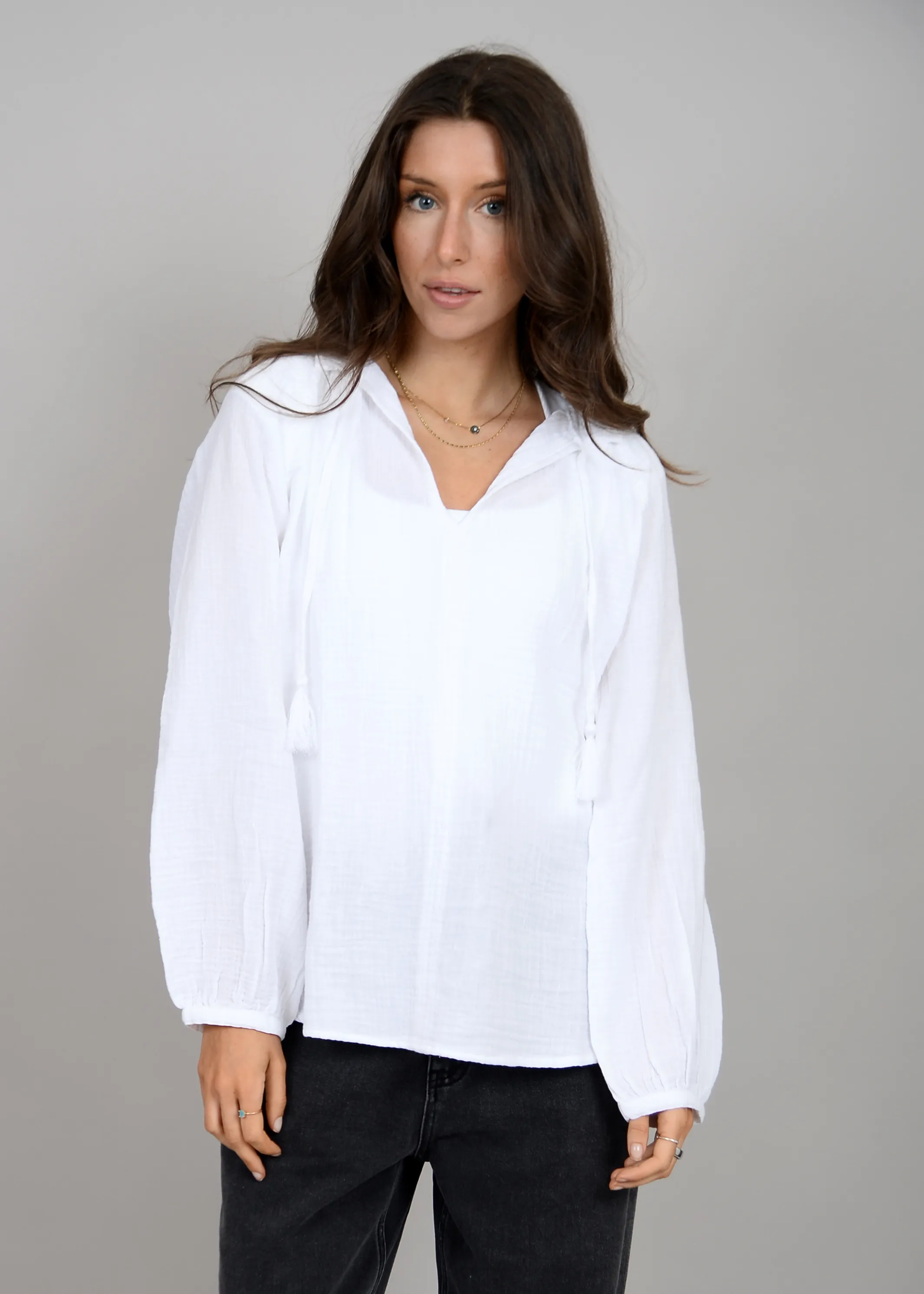 Milana Puff Long Sleeve Top | White sold by Bella Chic