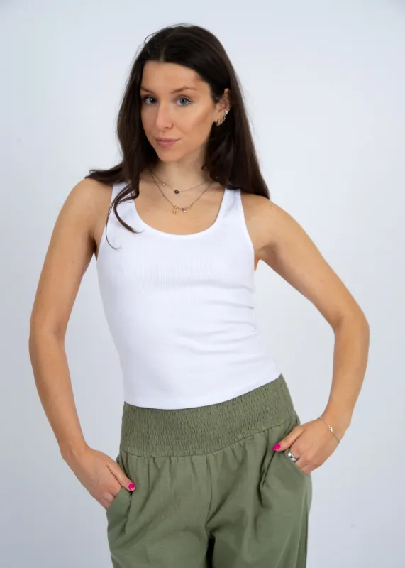 Ama Scoop Neck Tank | White made by RD Style