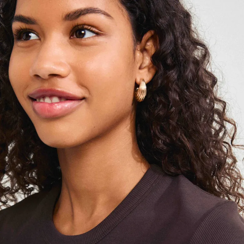 Asle Textured Hoop Earrings made by Pilgrim