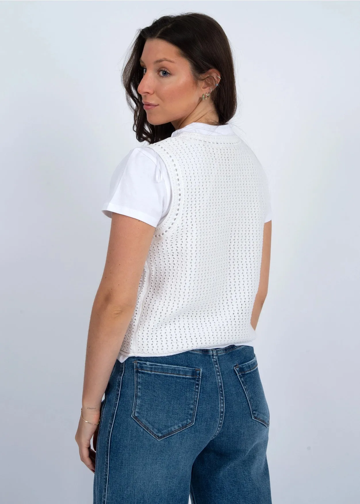 Mezra V-Neck Cardigan | White sold by Bella Chic product image thumbnail 2