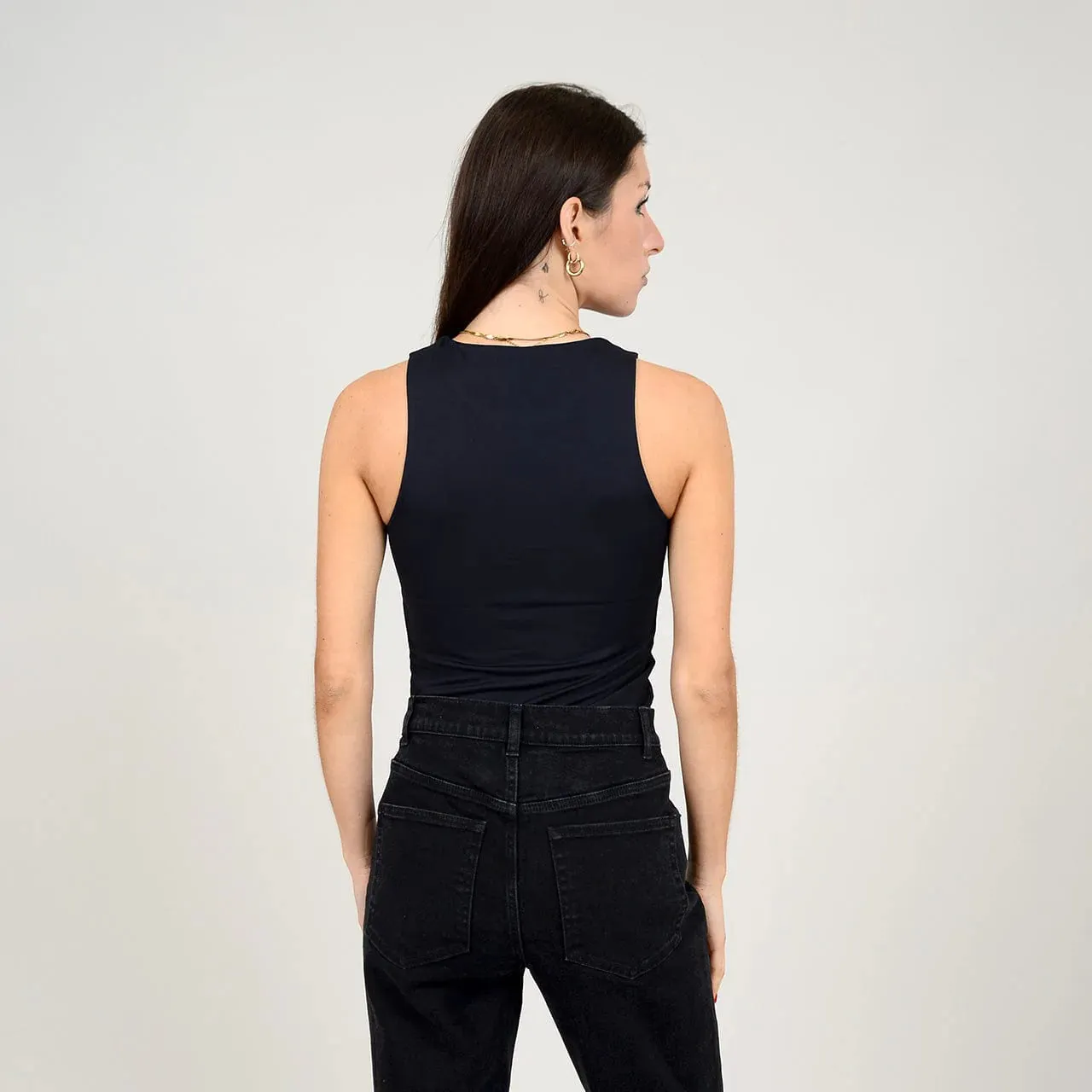 Maria Crew Muscle Tank | Black sold by Bella Chic product image thumbnail 2