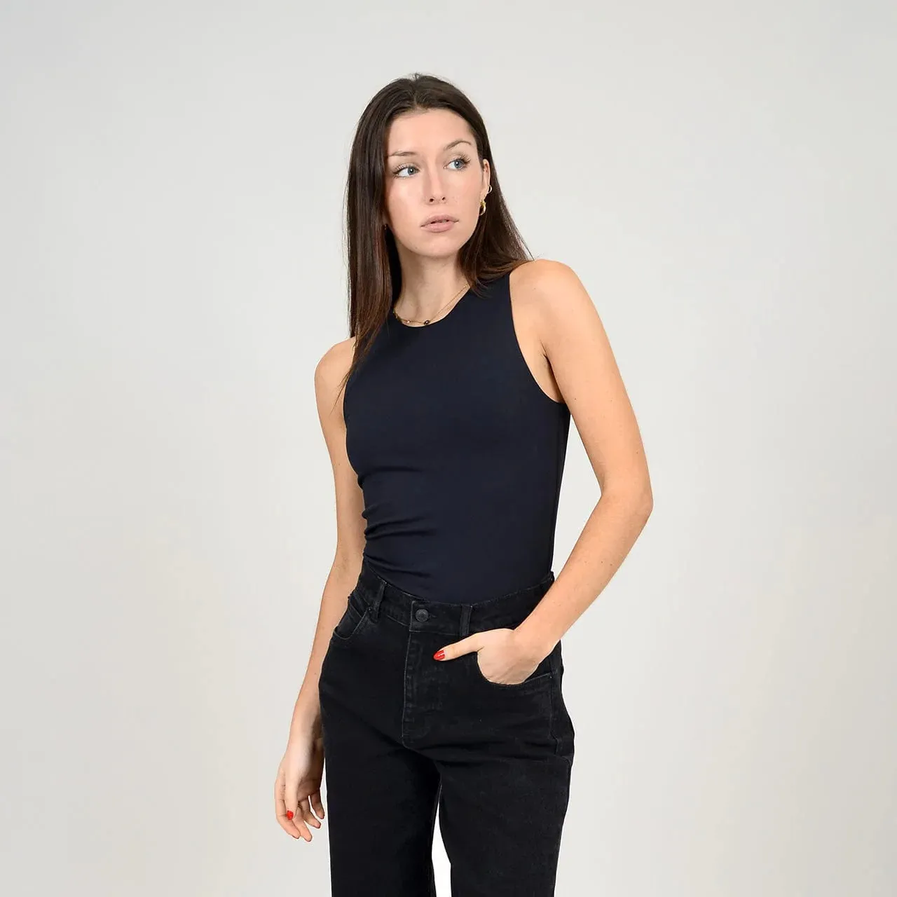 Maria Crew Muscle Tank | Black sold by Bella Chic product image thumbnail 3