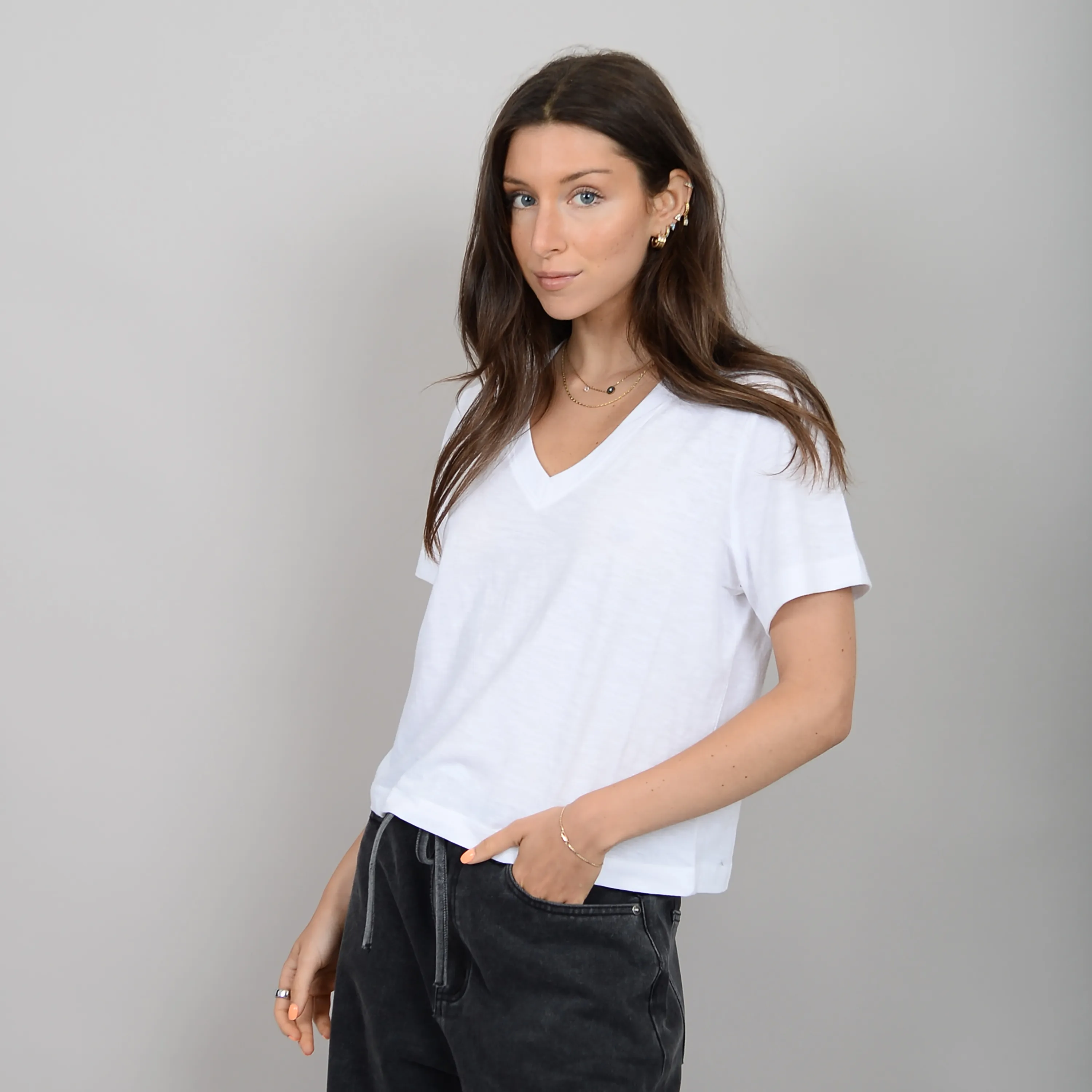Vera V-Neck Tee | White sold by Bella Chic product image thumbnail 3