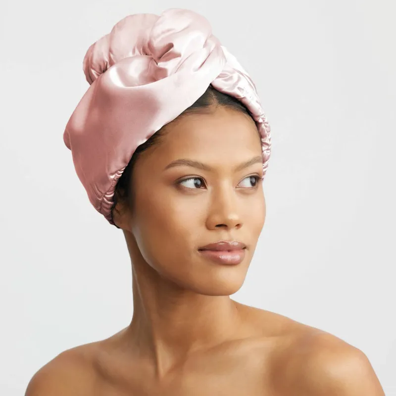 Satin Wrapped Hair Towel |  Blush sold by Bella Chic