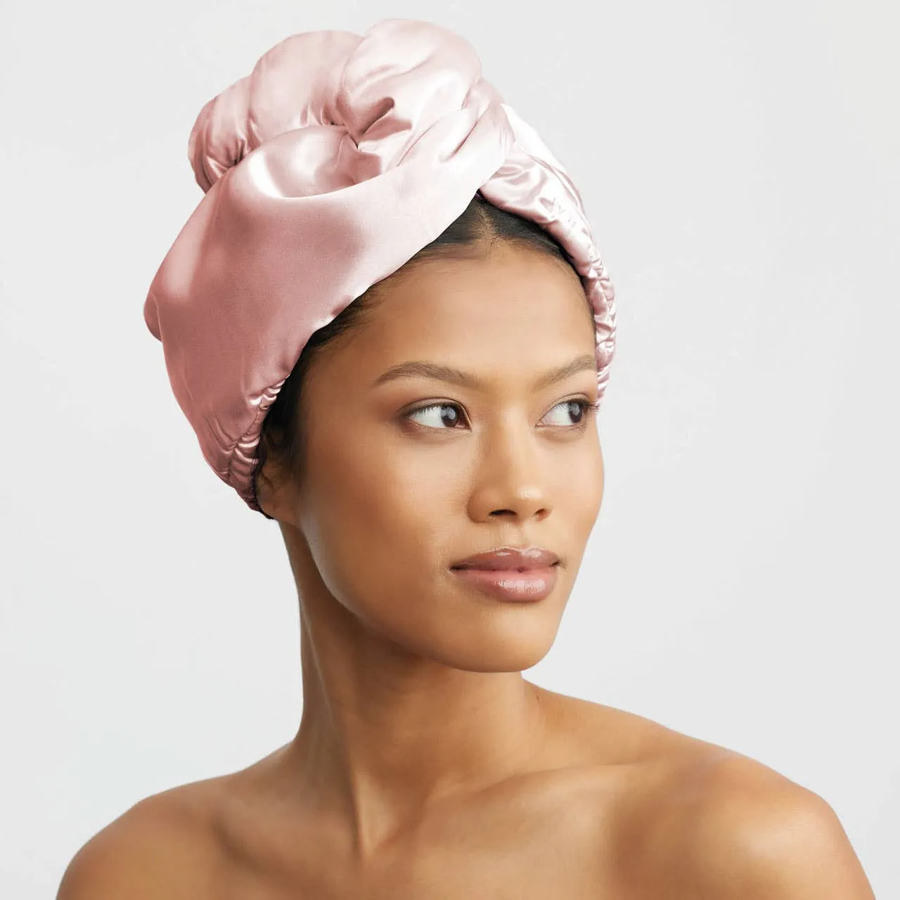 Satin Wrapped Hair Towel | Blush sold by Bella Chic