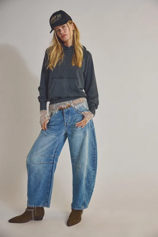 Good Luck Mid-Rise Barrel Jeans sold by Bella Chic