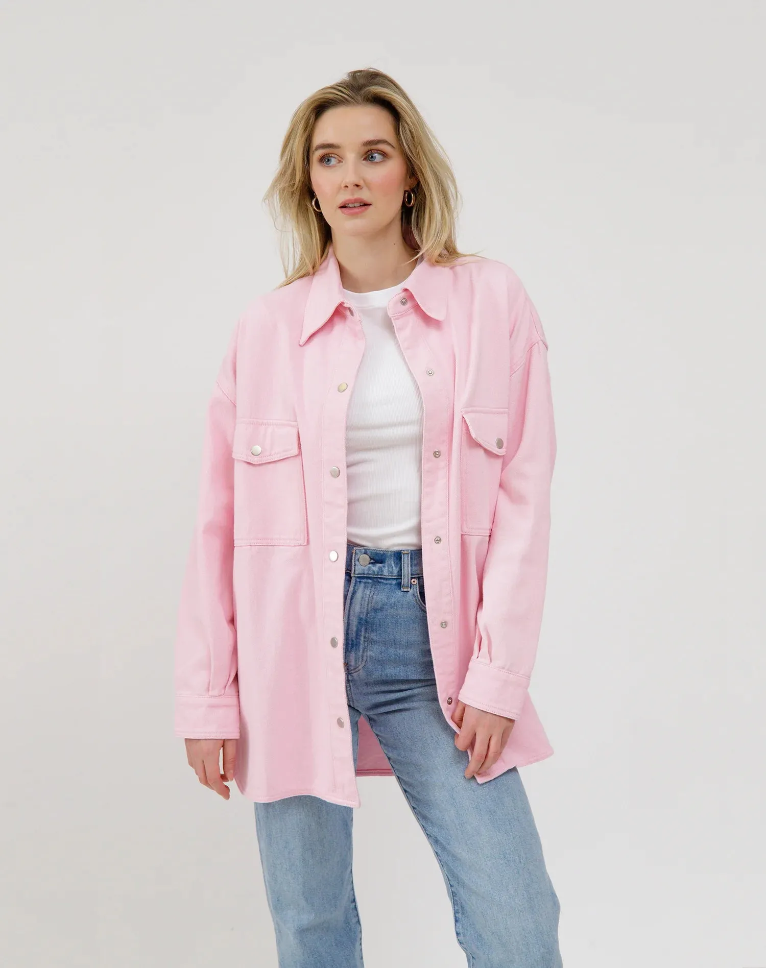 Dolly Denim Jacket | Powder Pink sold by Bella Chic