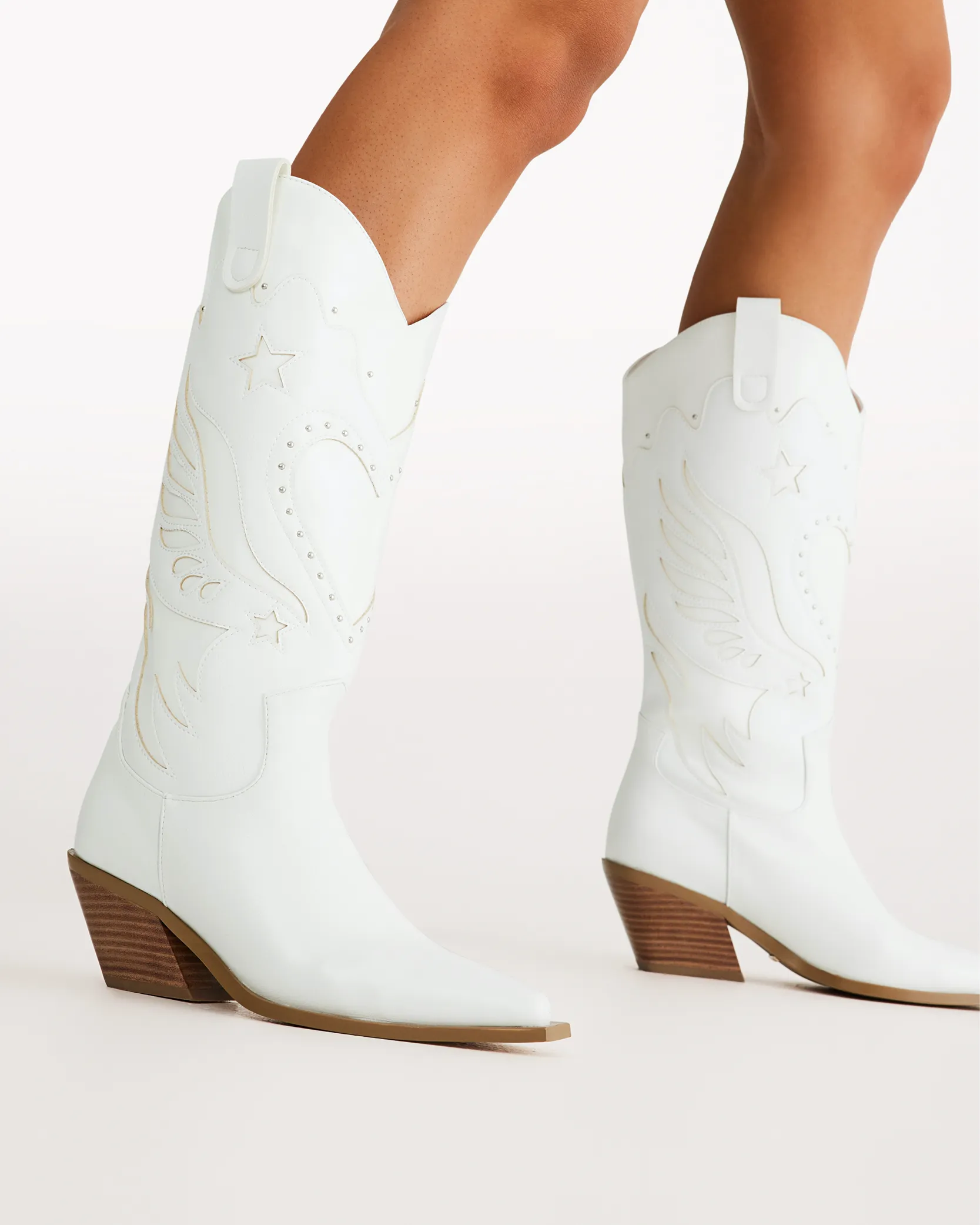 Everlyn Cowboy Boot | White sold by Bella Chic product image thumbnail 2