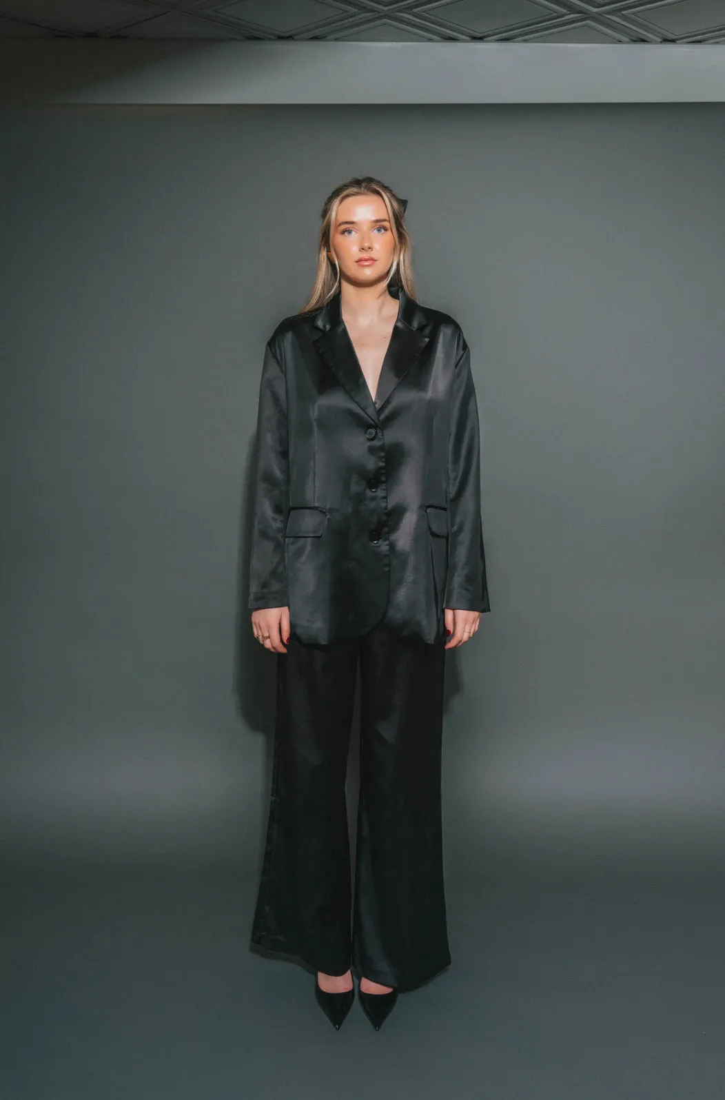 Satin Oversized Blazer | Black sold by Bella Chic product image thumbnail 2
