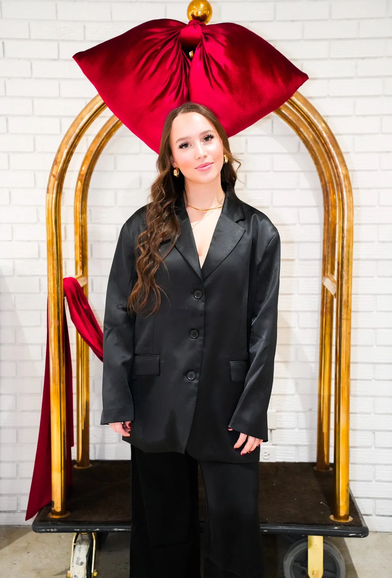 Satin Oversized Blazer | Black sold by Bella Chic product image thumbnail 4