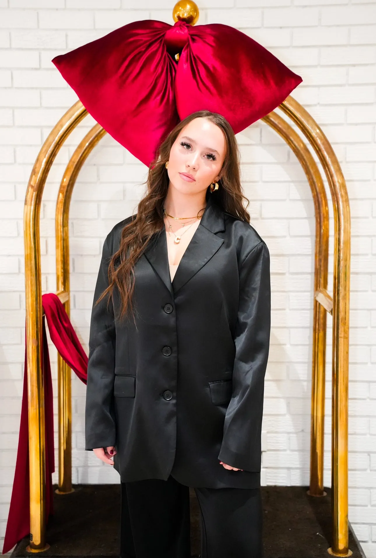 Satin Oversized Blazer | Black sold by Bella Chic product image thumbnail 3