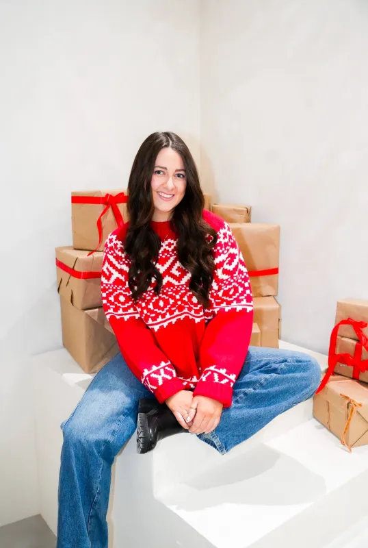 Fairisle Sweater 2.0 | Red sold by Bella Chic