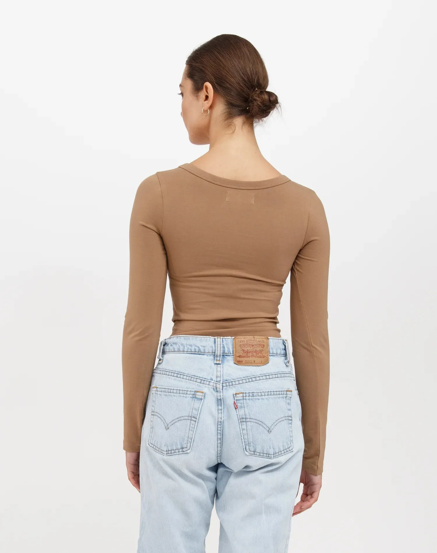 Long Sleeve Scoop Neck | Fawn sold by Bella Chic product image thumbnail 3