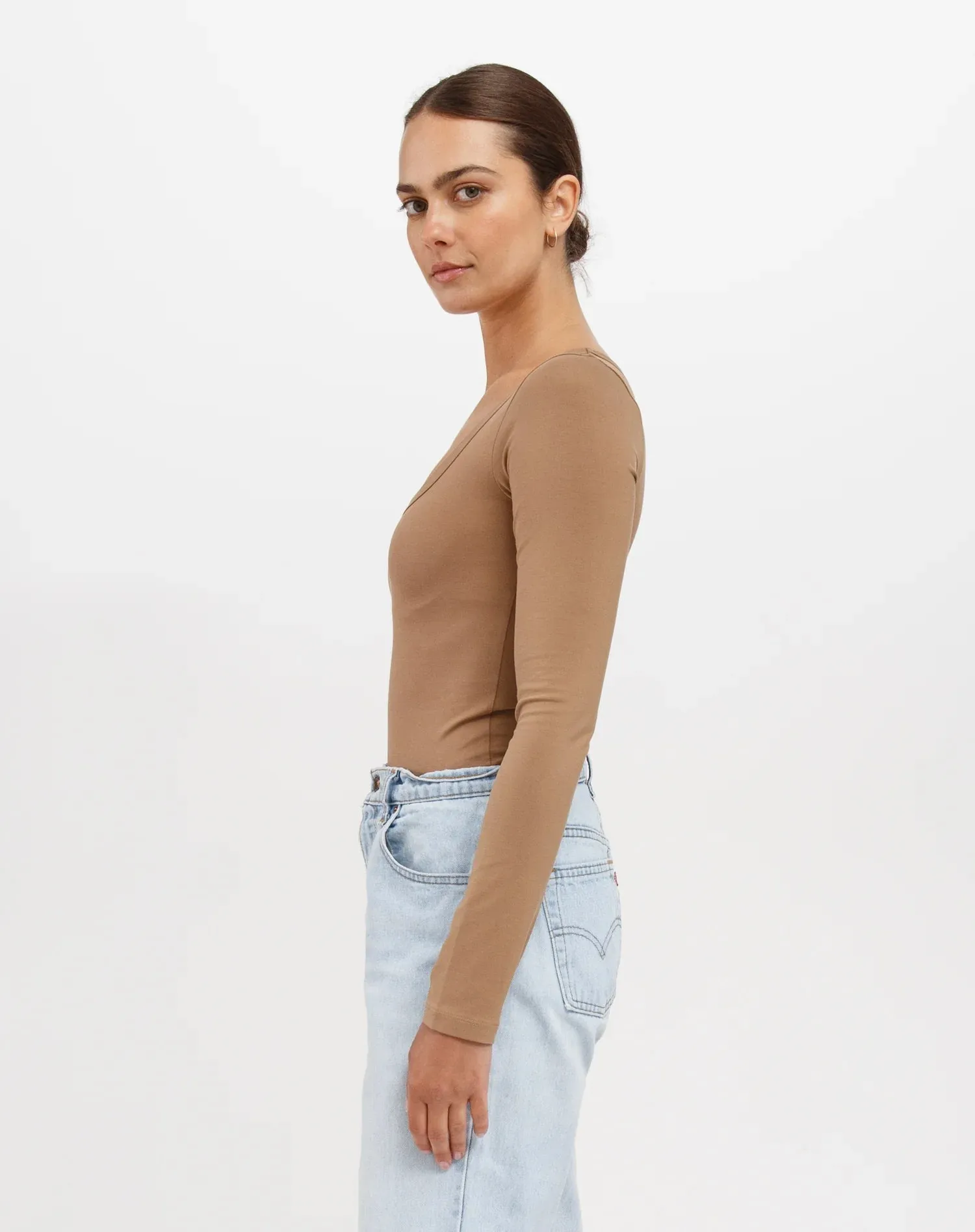 Long Sleeve Scoop Neck | Fawn sold by Bella Chic product image thumbnail 2