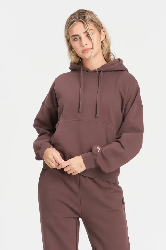 Contour Line Perfect Hoodie | Truffle Brown made by Bella Chic