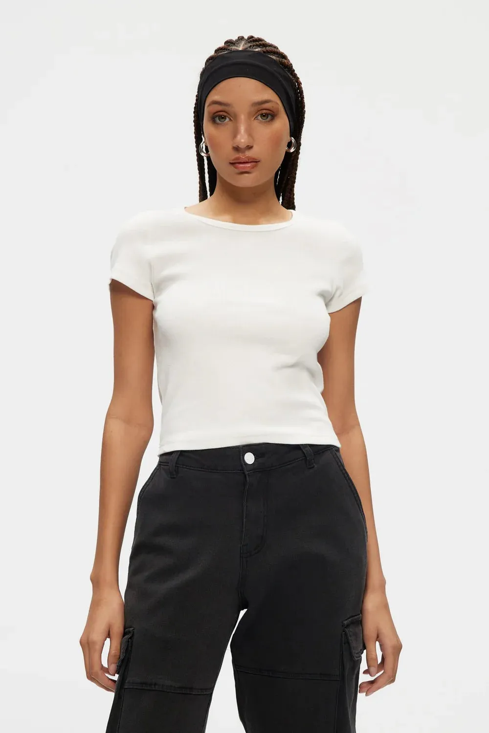 Essential Rib Tee | White sold by Bella Chic product image thumbnail 2