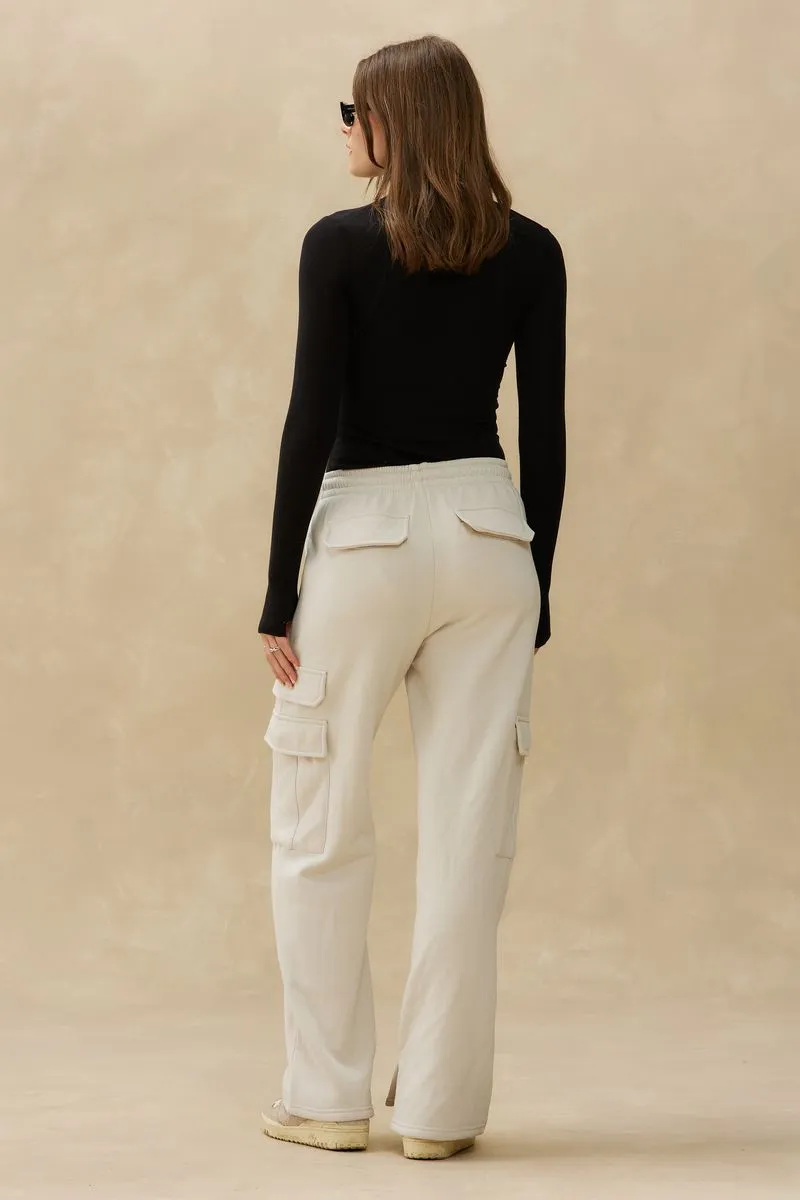 Relax Cargo Wide Leg | Cream sold by Bella Chic product image thumbnail 3