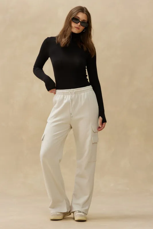 Relax Cargo Wide Leg | Cream made by Bella Chic