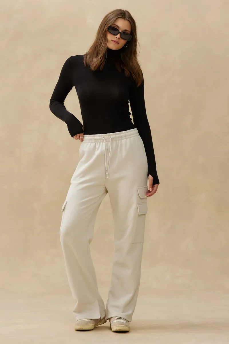 Relax Cargo Wide Leg | Cream sold by Bella Chic