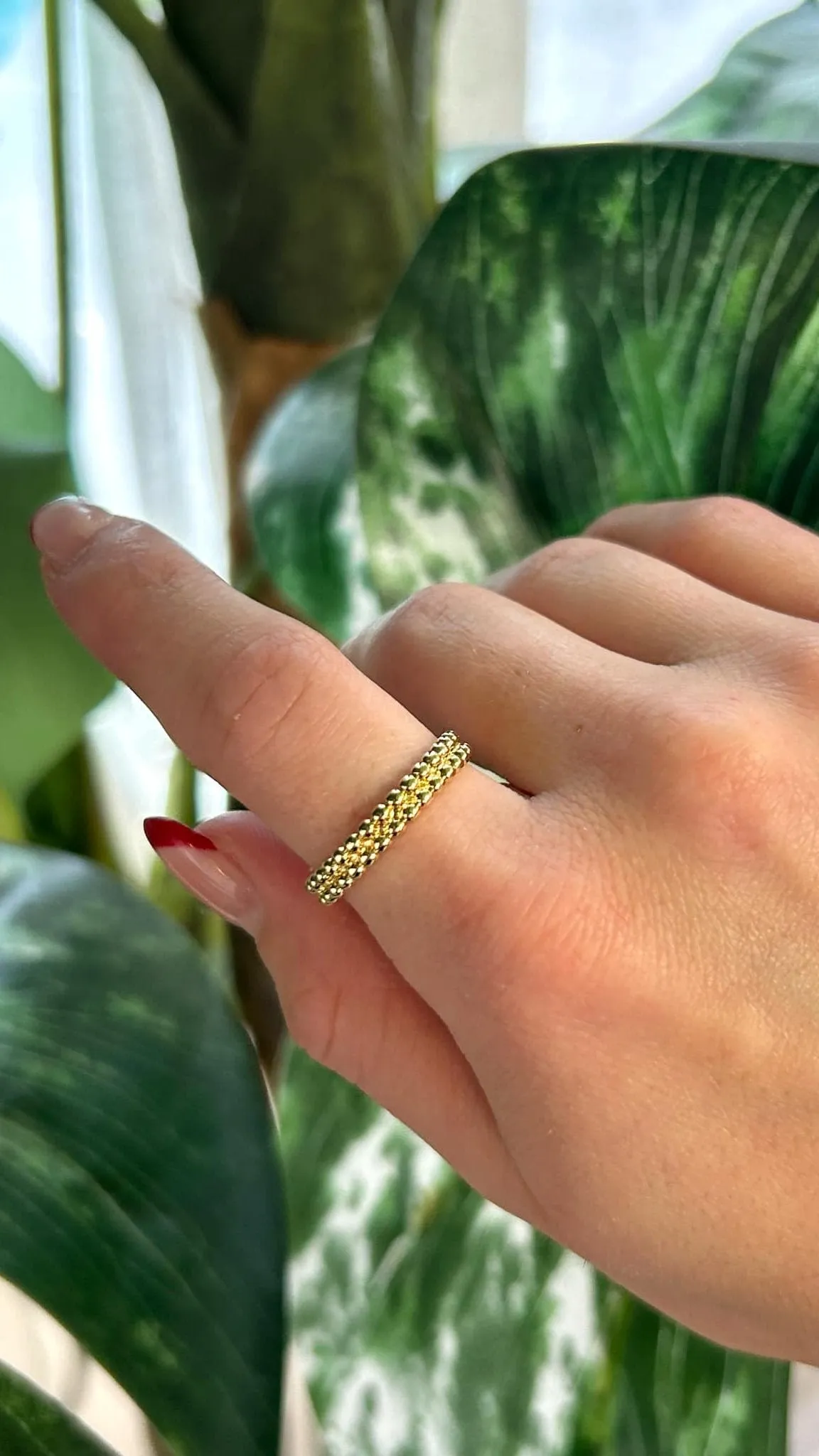 Mini Beads Double-Like Sized Ring | Gold sold by Bella Chic