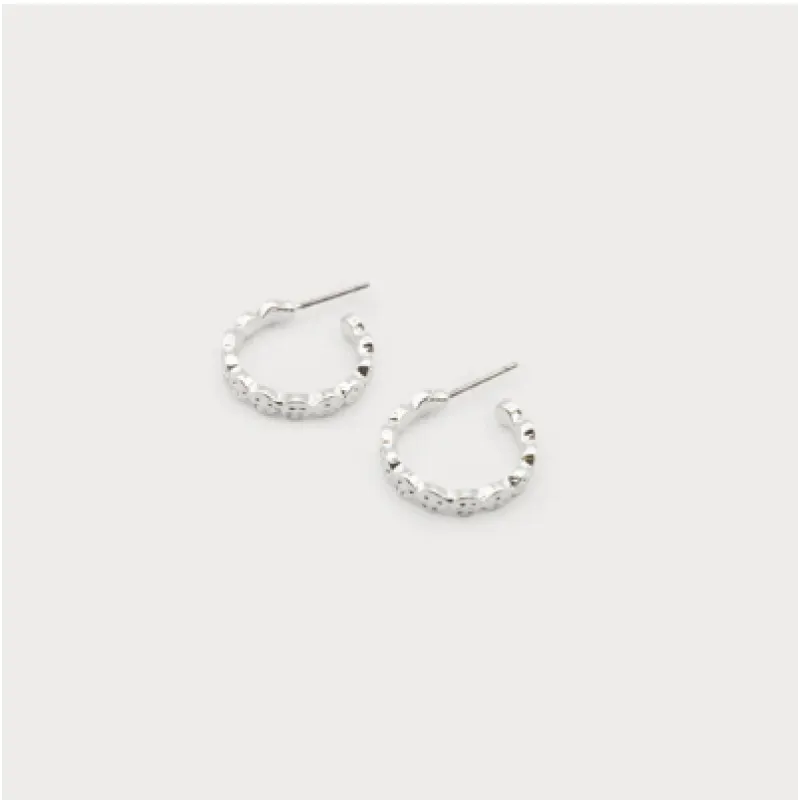 Textured Small Hoops | Silver sold by Bella Chic