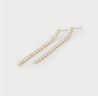 Long Crystals Earrings | Gold sold by Bella Chic