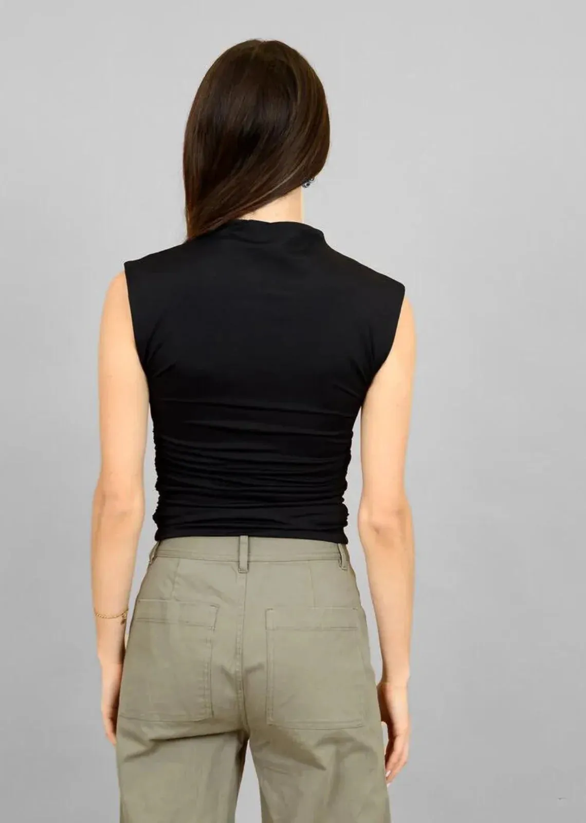 Yve Mock Neck Ruched Tank Top | Black sold by Bella Chic product image thumbnail 2